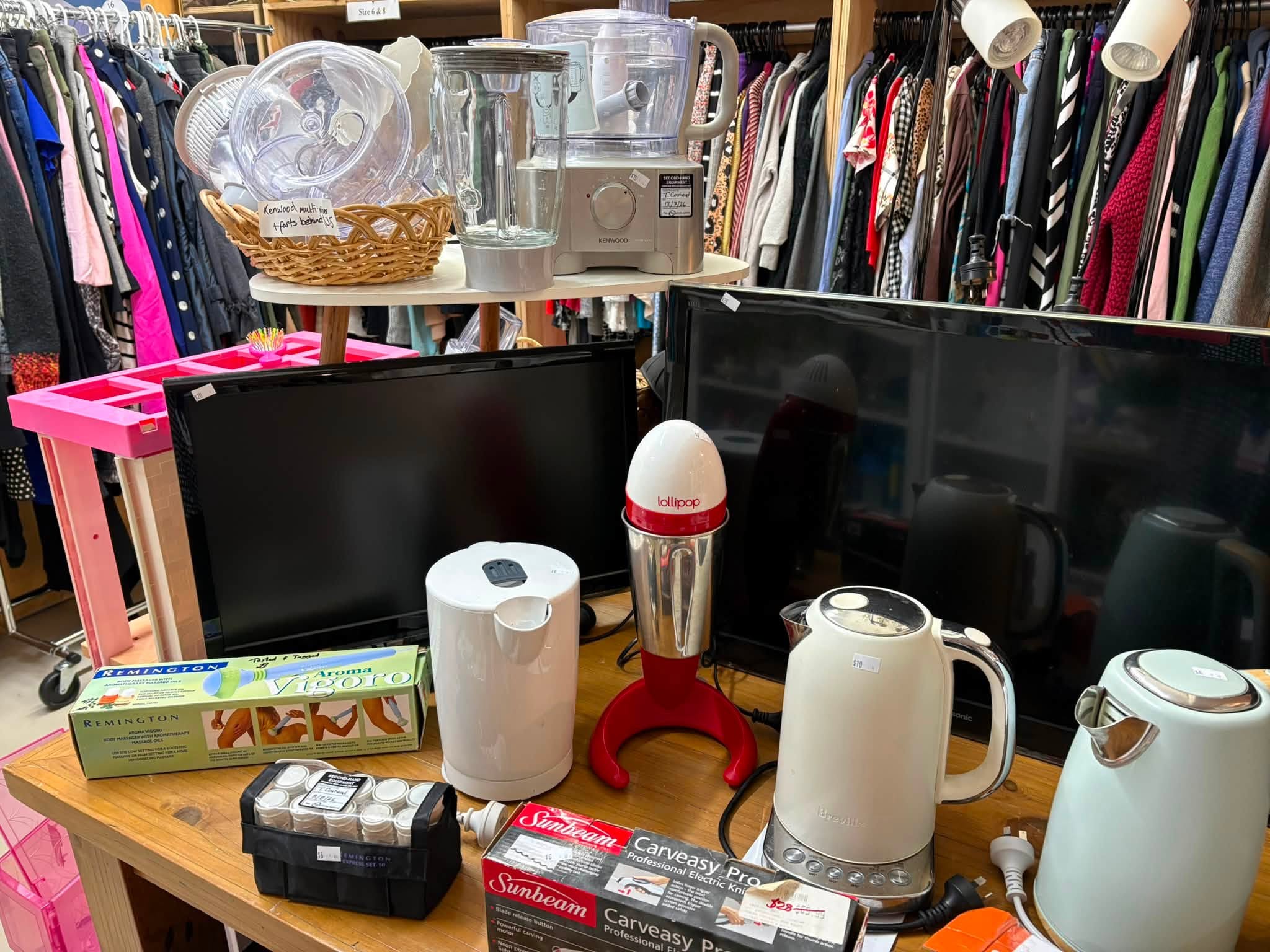 Vintage and old-tech finds are in store at Coastal Treasures, including corded telephones, toys, homewares, clothing and a Barbie Dreamhouse priced at $80.