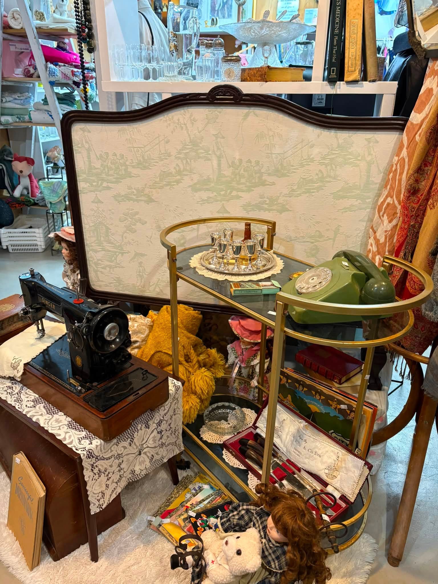 Vintage and old-tech finds are in store at Coastal Treasures, including corded telephones, toys, homewares, clothing and a Barbie Dreamhouse priced at $80.