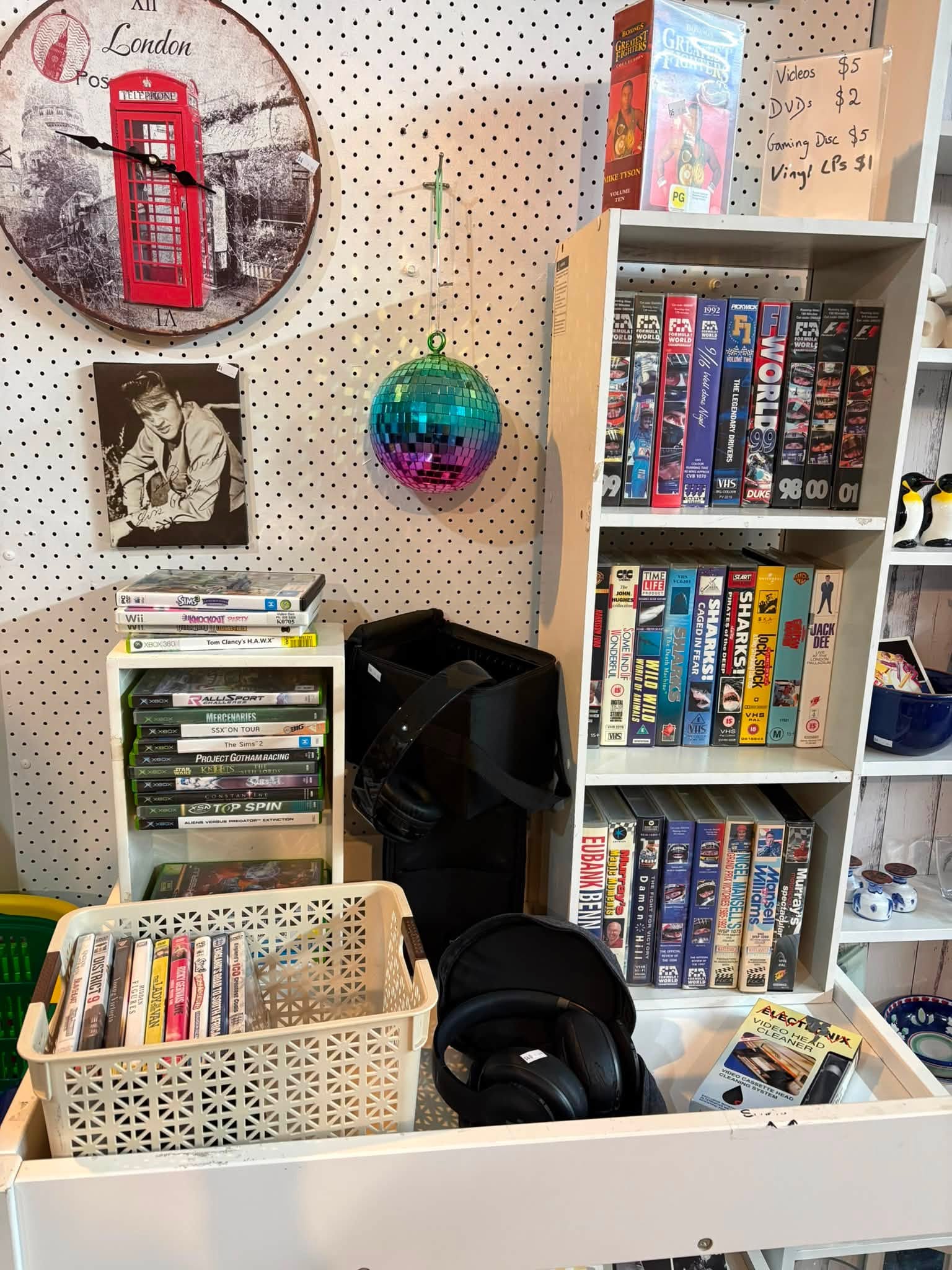 Vintage and old-tech finds are in store at Coastal Treasures, including corded telephones, toys, homewares, clothing and a Barbie Dreamhouse priced at $80.