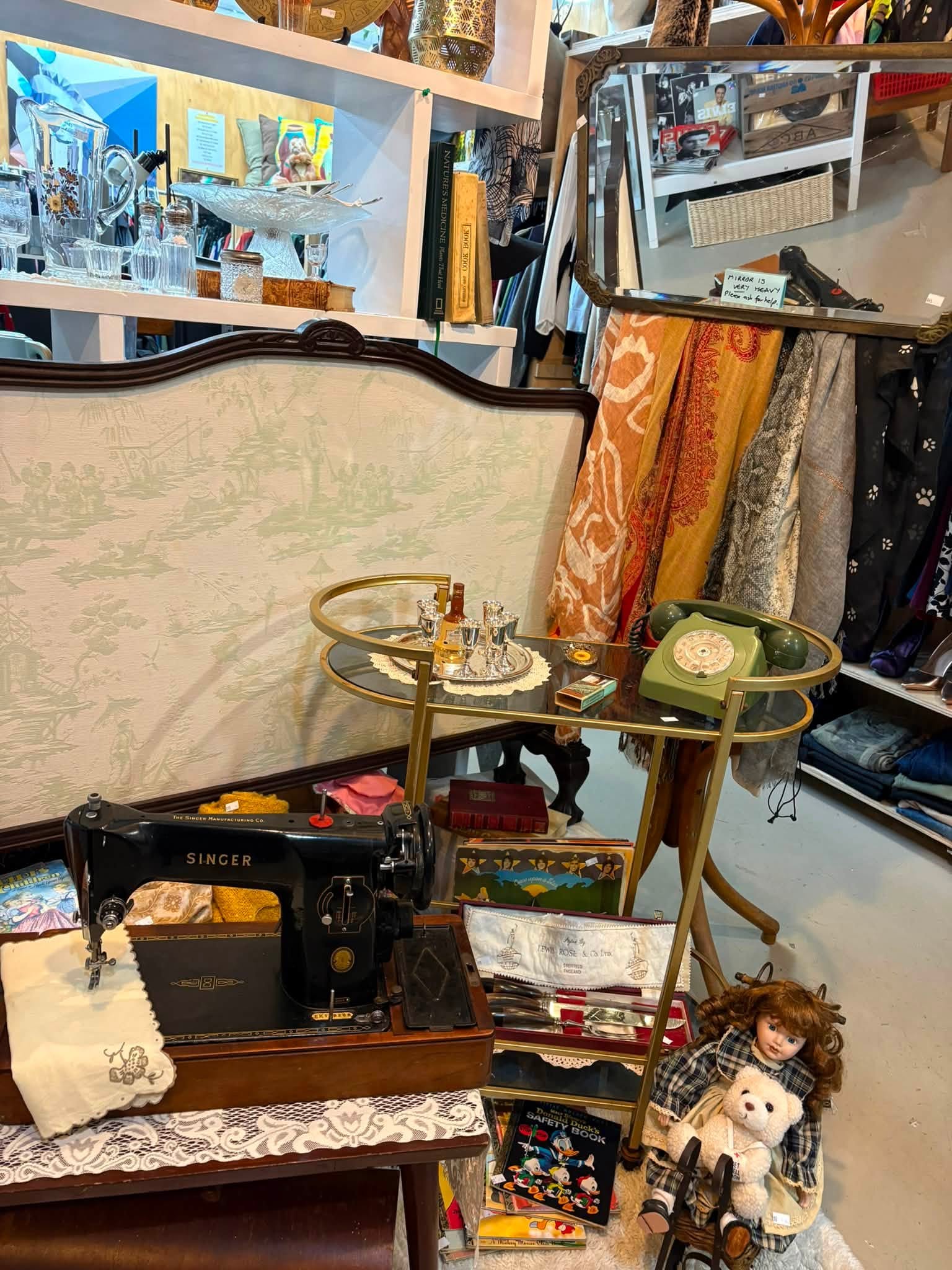Vintage and old-tech finds are in store at Coastal Treasures, including corded telephones, toys, homewares, clothing and a Barbie Dreamhouse priced at $80.