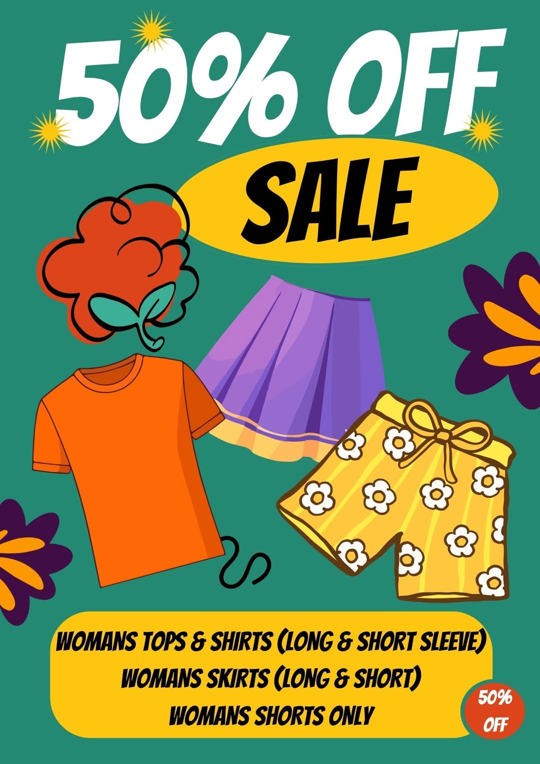Women’s tops, shirts, skirts and shorts are 50% off at Eastgate OpShop in Pakuranga.