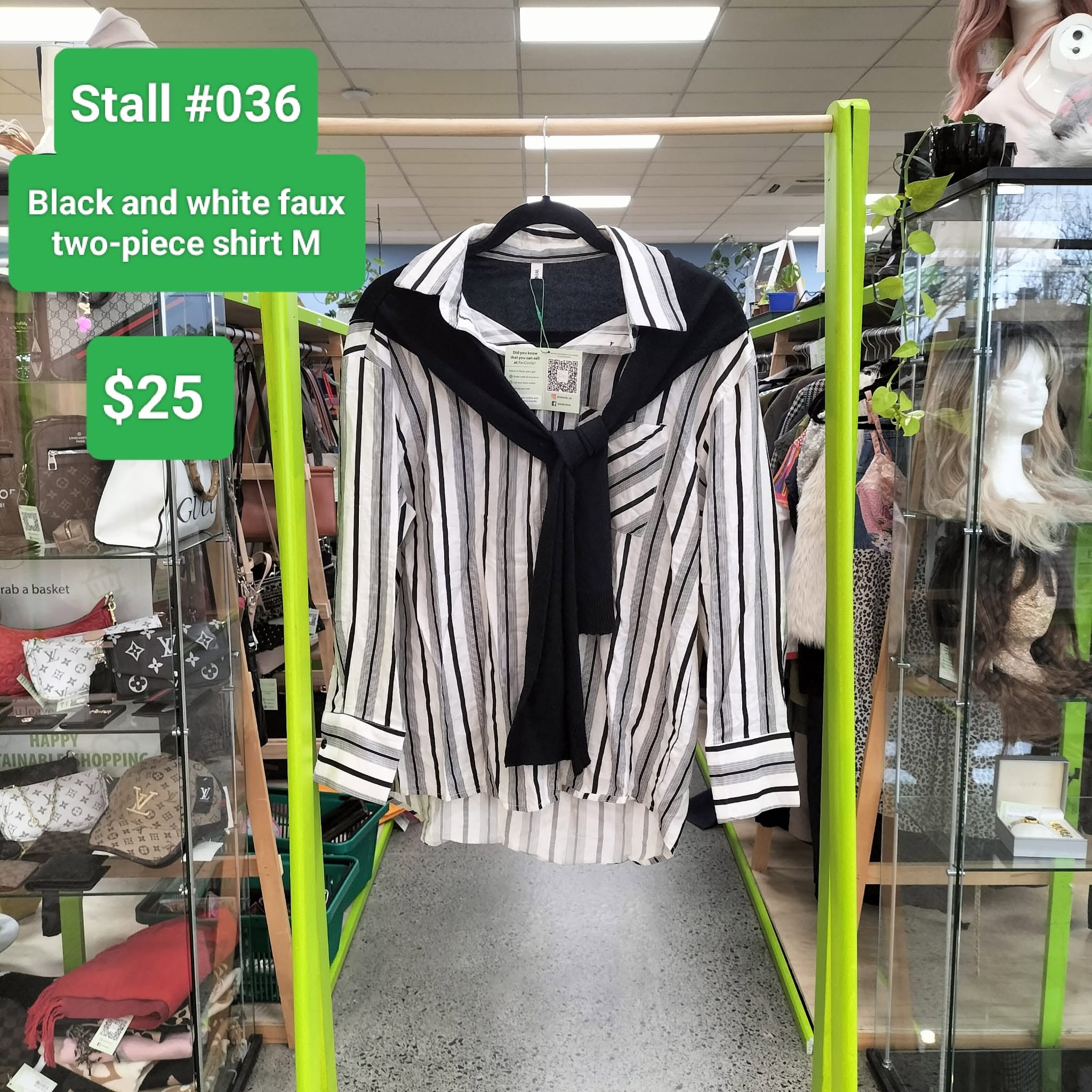 Re:Circle Onehunga stall #036 has a Lululemon backpack, linen pants, a cable-knit polo and matching shorts, with the stall 40% off.