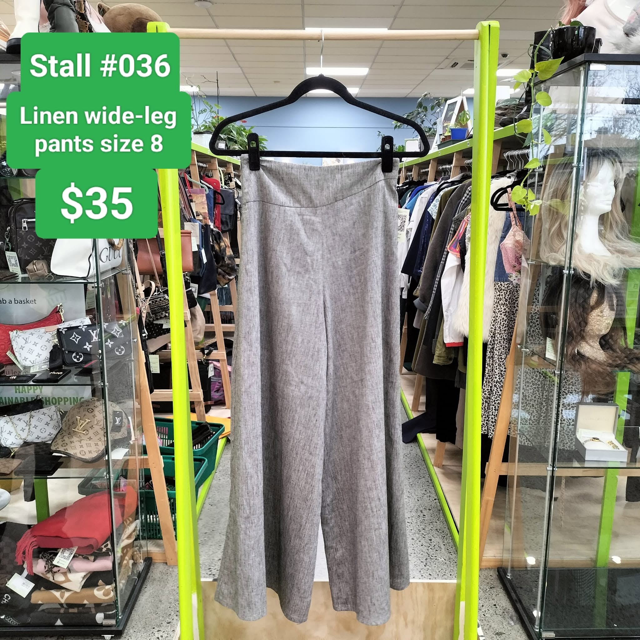 Re:Circle Onehunga stall #036 has a Lululemon backpack, linen pants, a cable-knit polo and matching shorts, with the stall 40% off.