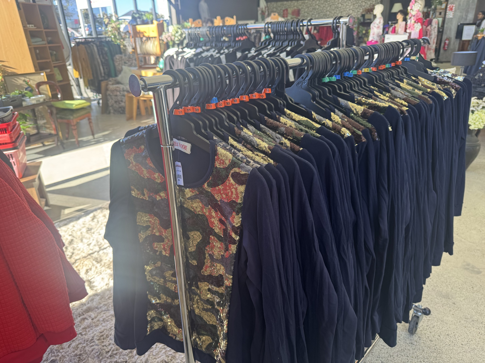 Interesting stuff spotted today: whole racks of new clearout jerseys. They organise by colour and have size coathangers, so it’s a really lovely shopping experience. Prices reasonable
