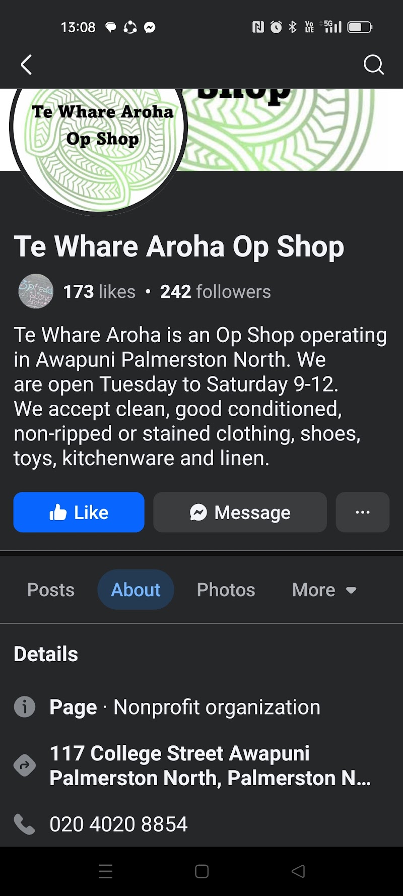 Check out Te Whare Aroha Op Shop in Awapuni