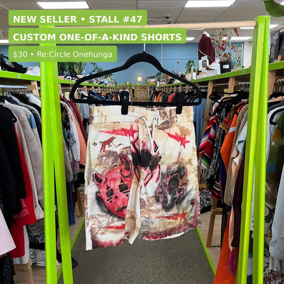 NEW SELLER ALERT — STALL #47, ONEHUNGA
This stall definitely isn't doing ordinary.
Custom pieces, hand-painted streetwear and some seriously one-of-a-kind finds have just landed at Re:Circle Onehunga.
A few finds:
 Custom shorts — $30
 Tyler, The Creator tour merch — $30
 Custom Tommy Hilfiger jacket — $25
 Hand-painted Nike crew neck — $50
And there's plenty more waiting on Stall #47.
These are the kind of pieces where once they're gone, they're gone. Come have a look before someone else gets there first.
 Re:Circle Onehunga
252 Onehunga Mall — top roundabout, big green building.
 Got great stuff sitting at home? Book a stall and turn it into cash without Marketplace messages, meet-ups or no-shows.
#ReCircle #ReCircleOnehunga #NewSeller #Onehunga #SecondHandStyle #Streetwear #AucklandShopping #ThriftFinds #PrelovedFashion #ShopSecondHand #CircularFashion