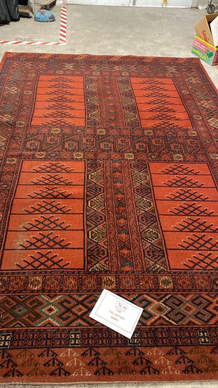 Very large rug
310 long
216 wide
This is too big to put on the shop floor
No stains or rips
$50
Please ask staff to view as out the back