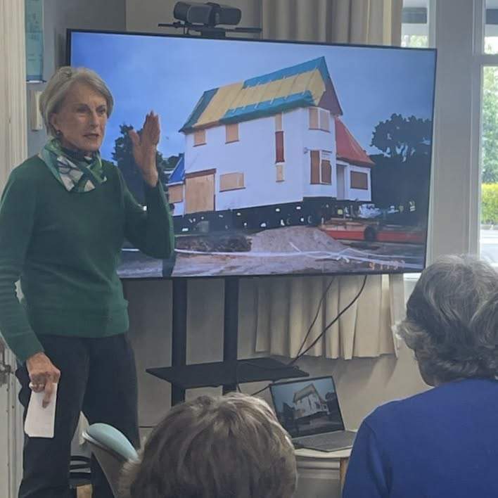 We had another fantastic Lunch Club yesterday.
Our seniors were treated to bacon and egg pie followed by the usual selection of delicious desserts from GBB.
A big thanks to author Adrienne Joyce who did a fascinating talk on how she moved a house from St Heliers to Mangawhai on a barge. Adrienne has written a successful children's book based on the experience and she shared lots of amazing photos of how the impressive move happened.
If you are interested in attending next months Lunch Club which takes place on Monday November 2nd, please email admin@highburyhouse.org.nz