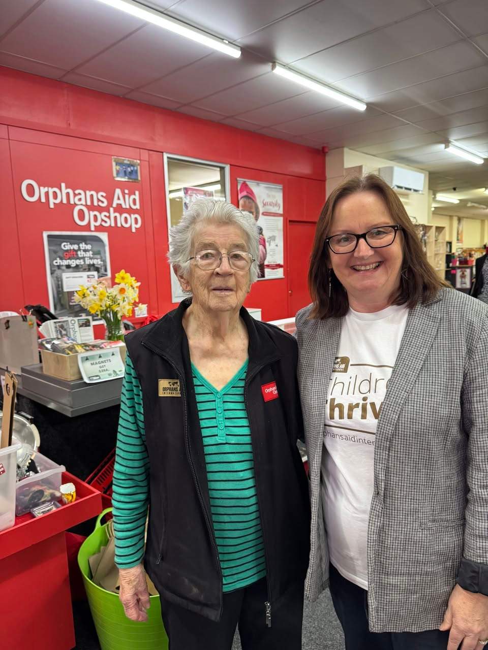 We so appreciate our volunteers from the younger ones to the older ones!
A warm welcome to Tara who has joined the volunteer team, and preparing some amazing finds for you all.
And a big thank you to Naomi who has been sourcing the most incredible Opshop goods for the store. Naomi is a natural fundraiser and loves to serve those in need.
Thank you to all our volunteer team! Your gift of time and talent is helping change the world.