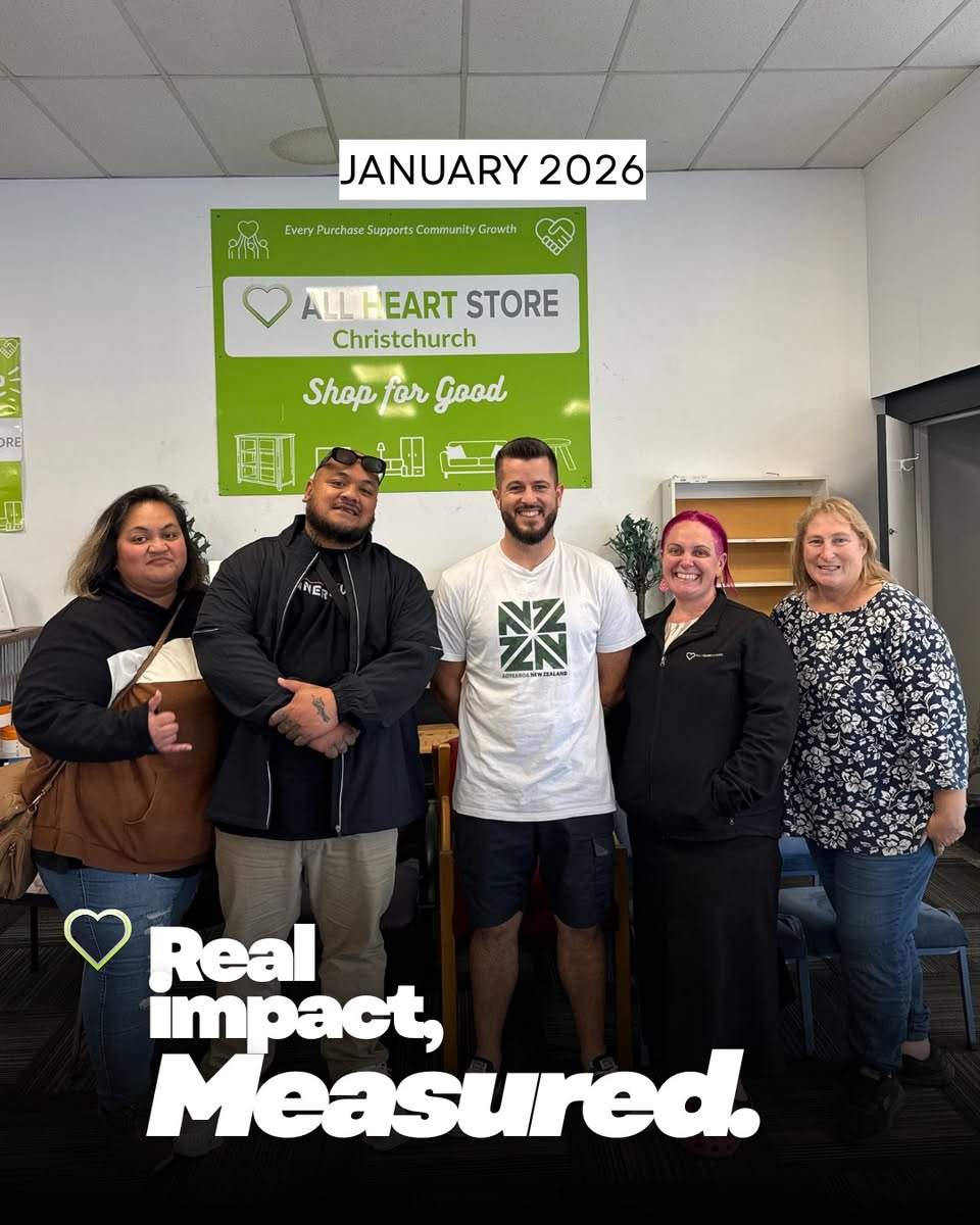 SHOP With HEART! See how your dollar creates Impact!
• 5,400 tonnes of carbon avoided
• 91% of items diverted from landfill
• 7,459,365kg of corporate items collected
• 29 people employed thanks to your action
• 520 communities supported
• $21,725,230 saved or raised for community need
• 5 Resource Recovery Hubs across Kaikohe, Manukau, Waitara, Wellington & Christchurch
• 28 towns and cities supported
• 89 volunteers every month
• 9 countries supported
Thank you in advance for thinking sustainably and  supporting communities
We don’t look for opportunities, we create them!
#KingdomMindset See less

January Impact | Together, we made this happen
This January, your commitment to sustainable redirection created real impact across Aotearoa.
• 5,400 tonnes of carbon avoided
• 91% of items diverted from landfill
• 7,459,365kg of corporate items collected
• 29 people employed thanks to your action
• 520 communities supported
• $21,725,230 saved or raised for community need
• 5 Resource Recovery Hubs across Kaikohe, Manukau, Waitara, Wellington & Christchurch
• 28 towns and cities supported
• 89 volunteers every month
• 9 countries supported
This is what happens when businesses choose to ReDirect and ReThink.
Less waste. More community impact. A better future for all.
Thank you for thinking sustainably and supporting communities
 allheartnz.org.nz