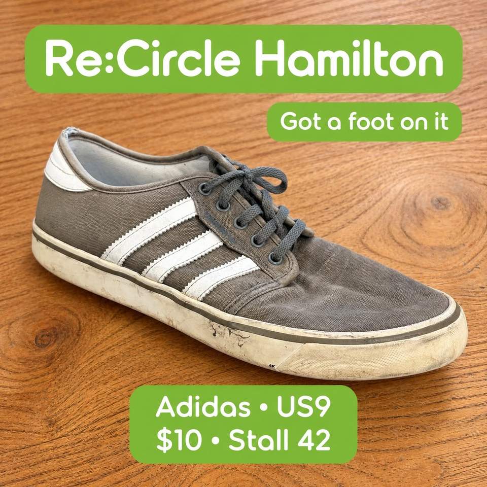 GOT A FOOT ON IT
Hamilton, spot your size? Best put your foot in the door before someone else walks away with your favourites!
 ASICS trainers — EU39, $17.50
 Grey Nike Air — size 8, $25, stall 30
 Converse high-tops — $29, stall 8
 Pink Vans — size 6.5, $60, stall 77
 Grey & white Adidas — US9, $10, stall 42
Give a great pair its next outing. Pop in, try them on and find your fit — these secondhand finds are available while stocks last.
 Re:Circle Hamilton
313 Victoria Street, Hamilton CBD
Shoes you never reach for? Rent a stall and turn your clear-out into someone else's next find. Track your sales in real time — we do the selling while you get on with life.
#ReCircleHamilton #HamiltonCBD #HamiltonNZ #SecondhandSeptember #SecondhandStyle #SneakerFinds #ShopCircular