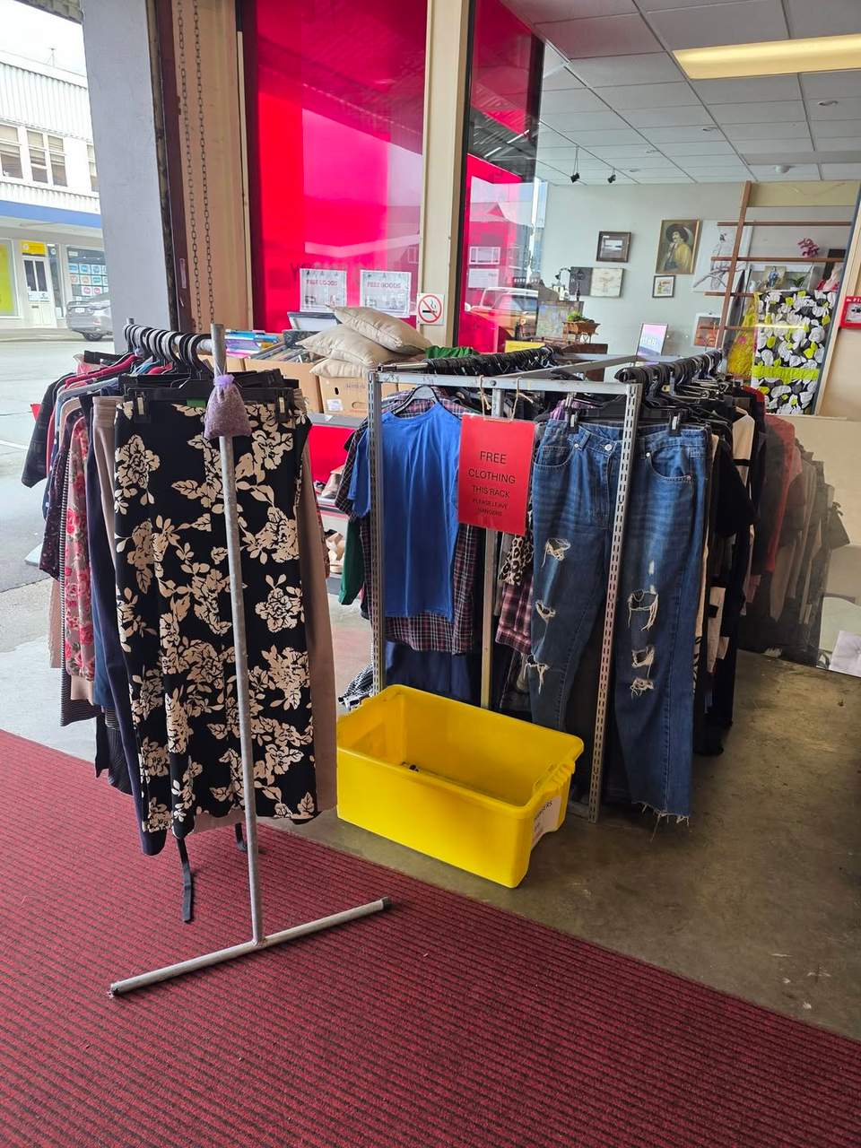 We have just put out lots of free clothing and we are replenishing our $2 racks. Just in time for school holiday browsing.