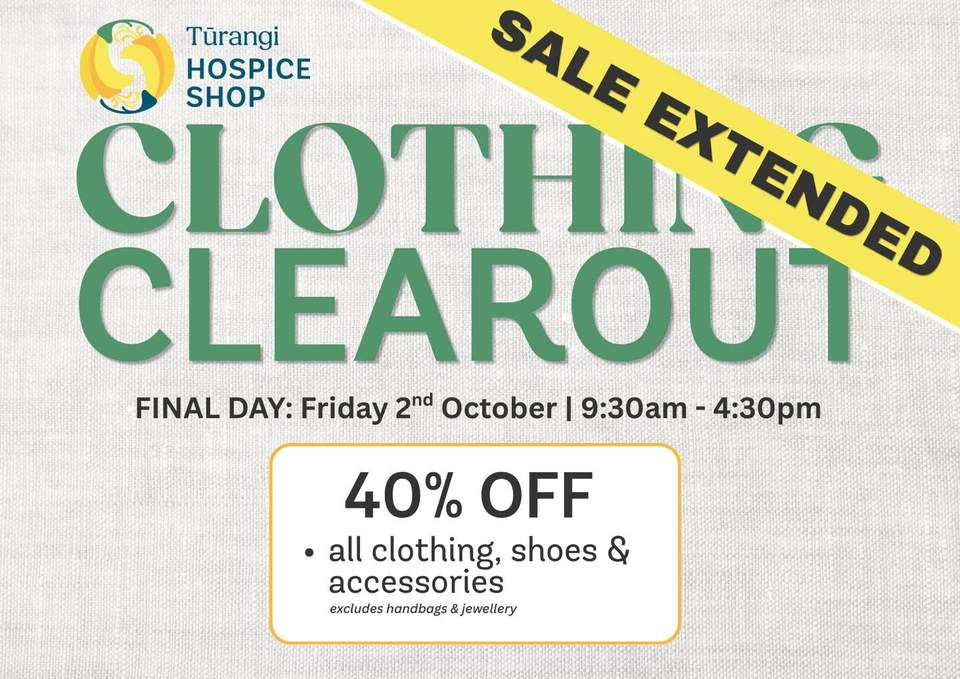 SALE EXTENDED TO TOMORROW!
We will have 40% off all clothing, shoes & accessories (excluding handbags & jewellery).
Tomorrow (Friday 2nd October) will be the final day for this deal.
See you there!!