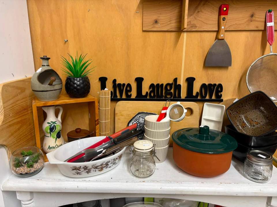 Vintage and old-tech finds are in store at Coastal Treasures, including corded telephones, toys, homewares, clothing and a Barbie Dreamhouse priced at $80.