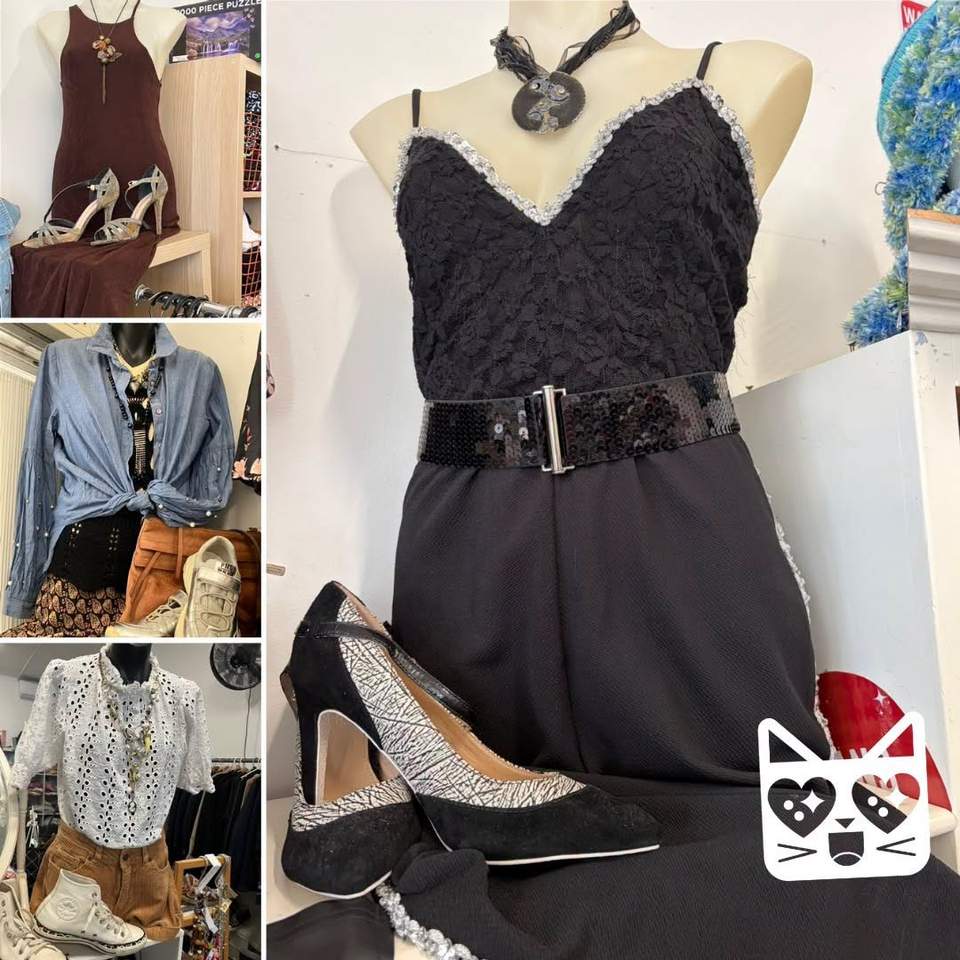 From day to night our preloved clothing and accessorise might just be what you’re looking for Open today 9 to 4:30 at 8 Dallas Parade Keperra. #sustainablefashion #picabeenchangeroom #nolandfill #prelovedclothes #opshopping