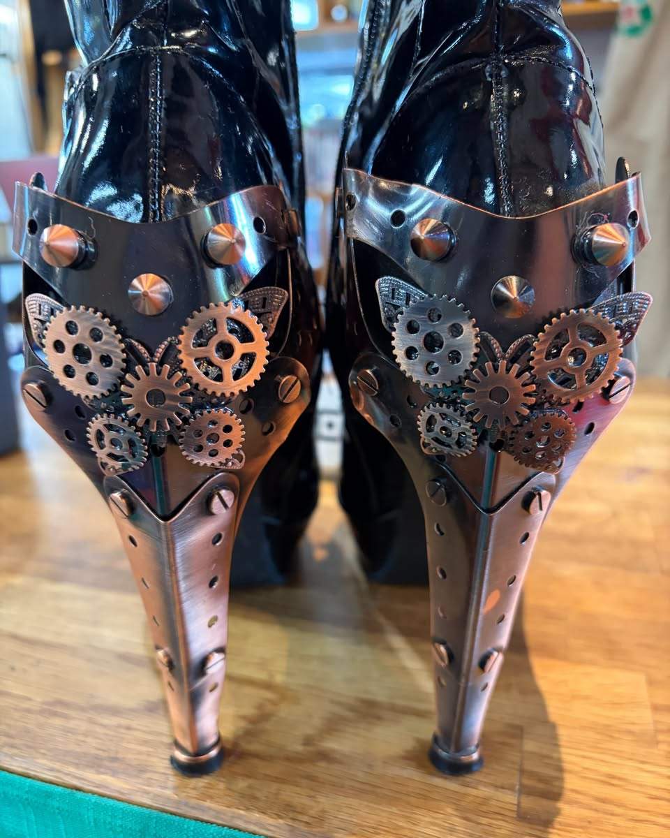 Practical? Perhaps not. Spectacular? Definitely!
These incredible steampunk stiletto boots have hit the floor, and we are pretty sure they won't stick around too long.
The Shed
Open 7 days | 9am to 5pm
NEW: Sip & Shop 5-7pm Fridays
4/1 Dairy Rd, Fyshwick