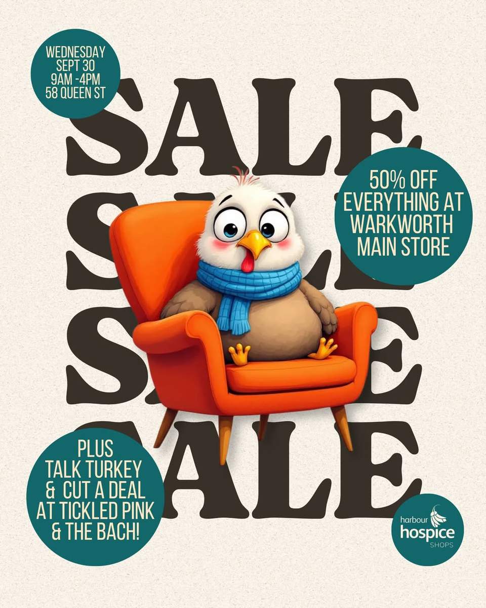 One day only!!!
SALE
58 Queen Street
Warkworth
Nab a deal