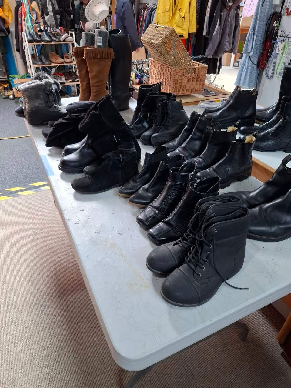 A selection of boots is on special at the Cambridge Lions Shed.
