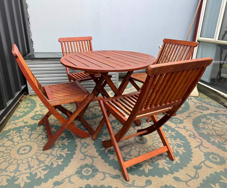 An outdoor setting, bedside drawers, a hall table and dining set are among the new arrivals at Halswell Traders.