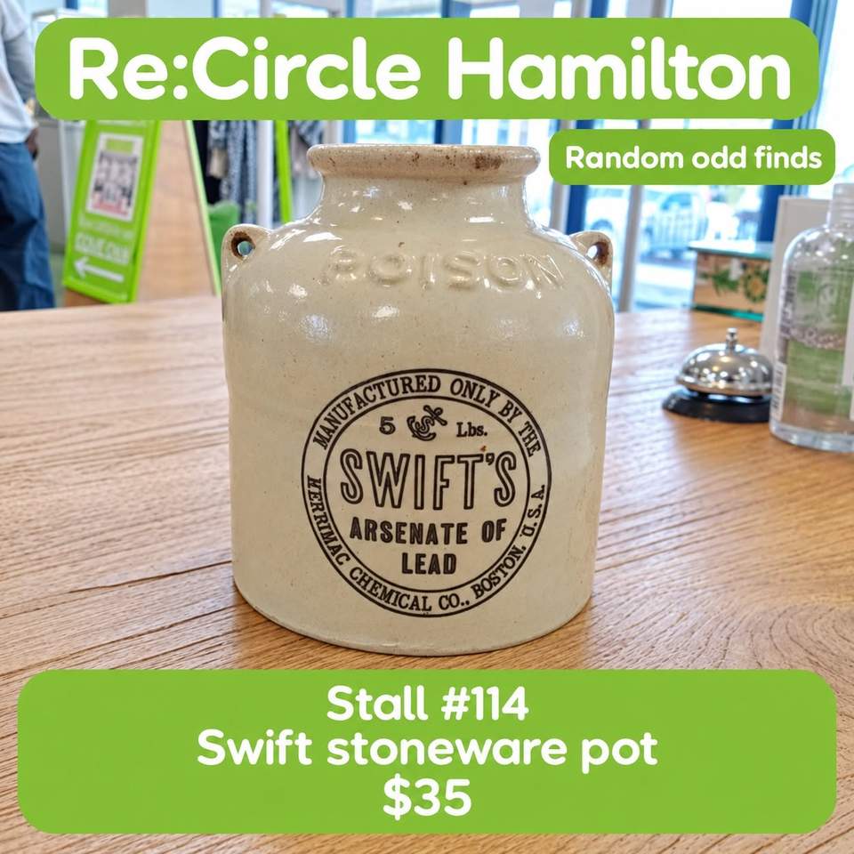 WEIRD, WONDERFUL & ONLY AT RE:CIRCLE HAMILTON
You never quite know what’s waiting in store — and these gloriously random finds are proof:
 Pocket knives — $16 each
 Biggles figure — $65
 Swift stoneware pot — $35
 Antique croquet stick — $30
 Antique hockey stick — $20
All from stall #114, all one-offs, and all ready to disappear the moment the right person spots them. See something that feels made for you? Don’t wait.
 Re:Circle Hamilton
313 Victoria Street, Hamilton CBD
Got unusual treasures gathering dust? Rent a stall, track your sales in real time, and let us do the selling while you get on with life.
#ReCircleHamilton #HamiltonCBD #HamiltonNZ #Oddities #VintageFinds #SecondhandTreasures #ShopCircular