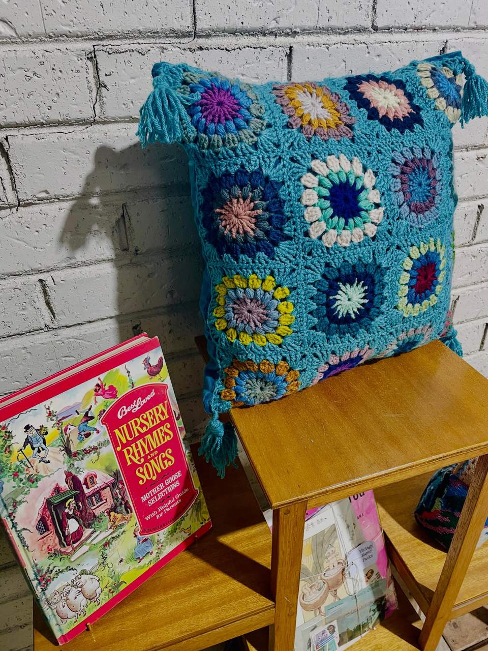 Here’s a selection of our lovely Spring collection- available on both our feature wall and cafe corner tomorrow! Lots of upcycled textiles, wool blanket off cuts turned into doorstops and bunting, donated crocheted circles reimagined in various gorgeous ways… handmade tapestries and stitcheries as well as lovely spring items that will bring a freshness to your home after the winter cold! Why not usher in the new season with something special from The Mustard Tree🌼🌸🧡