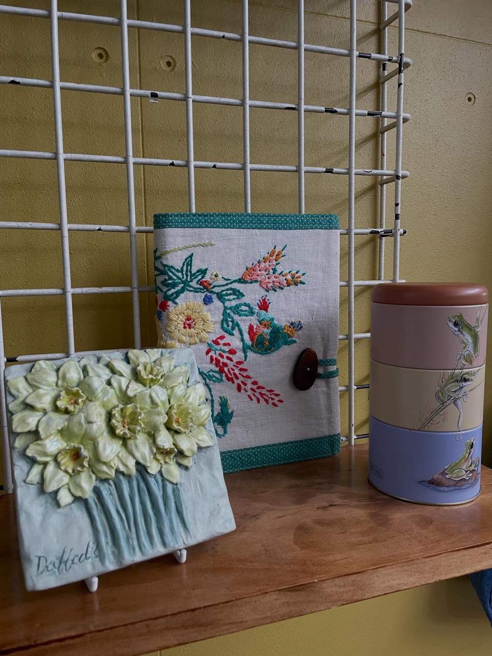 Here’s a selection of our lovely Spring collection- available on both our feature wall and cafe corner tomorrow! Lots of upcycled textiles, wool blanket off cuts turned into doorstops and bunting, donated crocheted circles reimagined in various gorgeous ways… handmade tapestries and stitcheries as well as lovely spring items that will bring a freshness to your home after the winter cold! Why not usher in the new season with something special from The Mustard Tree🌼🌸🧡