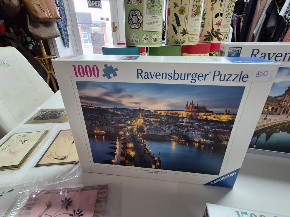 Lots of new jigsaw puzzles in stock, priced between $10 - $25. Frankie 4 sandals, size 37, $50.