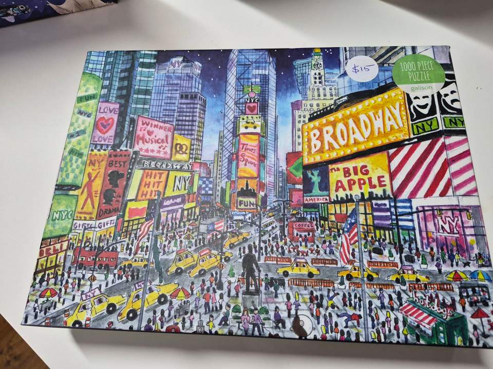 Lots of new jigsaw puzzles in stock, priced between $10 - $25. Frankie 4 sandals, size 37, $50.