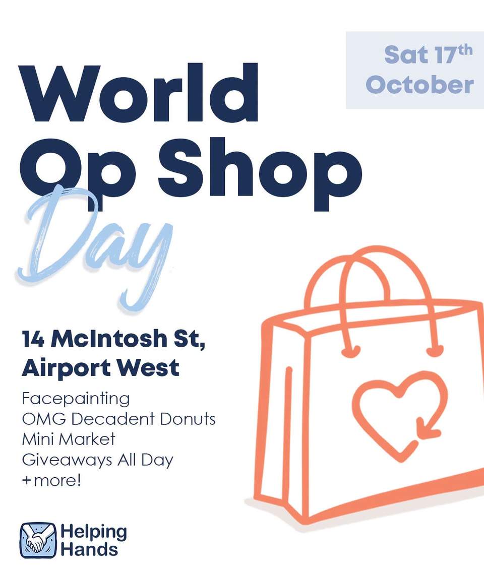 Mark your calendars — Saturday 17 October is World Op Shop Day!
It’s a day to celebrate the power of second-hand and the important role op shops play in sustainability, community support and charity funding.
Most importantly, it’s a chance for us to say thank you to our wonderful customers, donors and supporters. Everything we do is possible because of YOU — our beautiful Helping Hands community!
We’ve got plenty of fun things planned at our McIntosh Street store, so come along and celebrate with us!