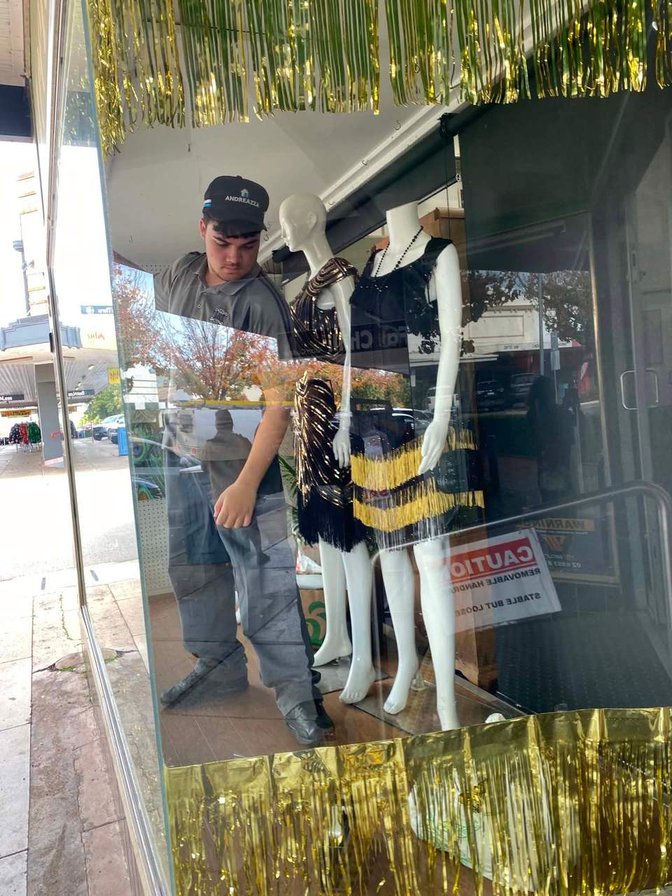 Great mornings hard work doing our Art Dec window Michele Day and Kaelan from Leeton High School Items in store are for sale now, Sadly window display items are NOT for sale #highlights