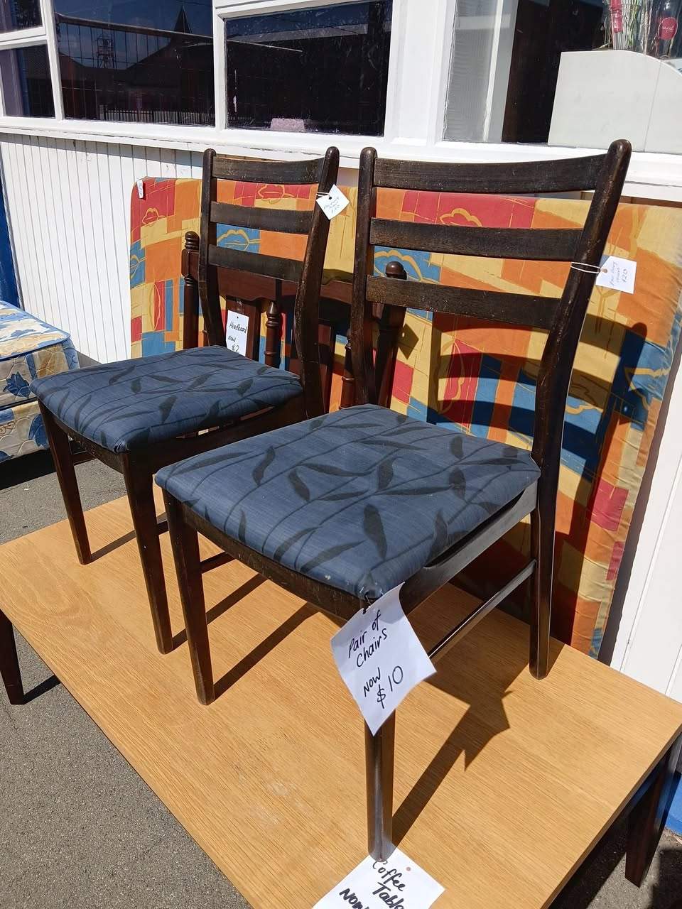 HUGE SPECIALS TODAY to celebrate the start of October. Single beds $10 each, chairs from $1, coffee table $10, and much more. Open until 4pm