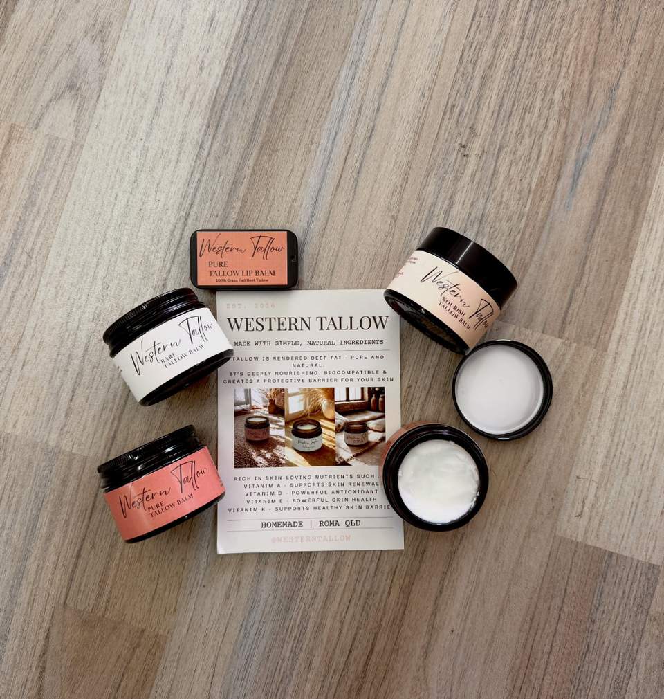 🌿 WELL, LOOK WHAT WE’VE GONE AND GOT OUR HANDS ON… 🌿 We’re now stocking Western Tallow, handmade in Roma, QLD. 🤎 If you’re into keeping your skincare simple, natural and free from a 47-ingredient essay on the label, you might want to check these out 😂 We’ve got: 🤎 PURE - $30 100% grass-fed beef tallow 🤎 BARE - $35 Grass-fed beef tallow + jojoba oil 🤎 NOURISH - $35 Grass-fed beef tallow + jojoba oil, vitamin E oil & patchouli essential oil 🤎 PURE Lip Balm - $12 100% grass-fed beef tallow in a handy little slide tin Small-batch, locally made and no unnecessary fluff. So if your skin is feeling a bit dry, crusty or generally unimpressed with life, come have a squiz. 🤗 📍 The Outback Op Shop Australia 26 Hutton St, Injune