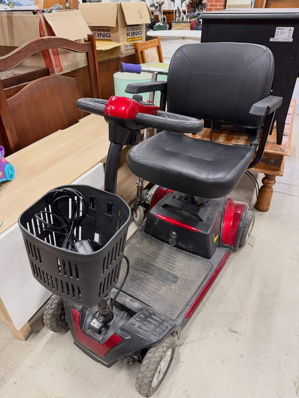 We have this amazing mobility scooter available now!! Works great (as demonstrated by our manager) and could be yours for just $800!!