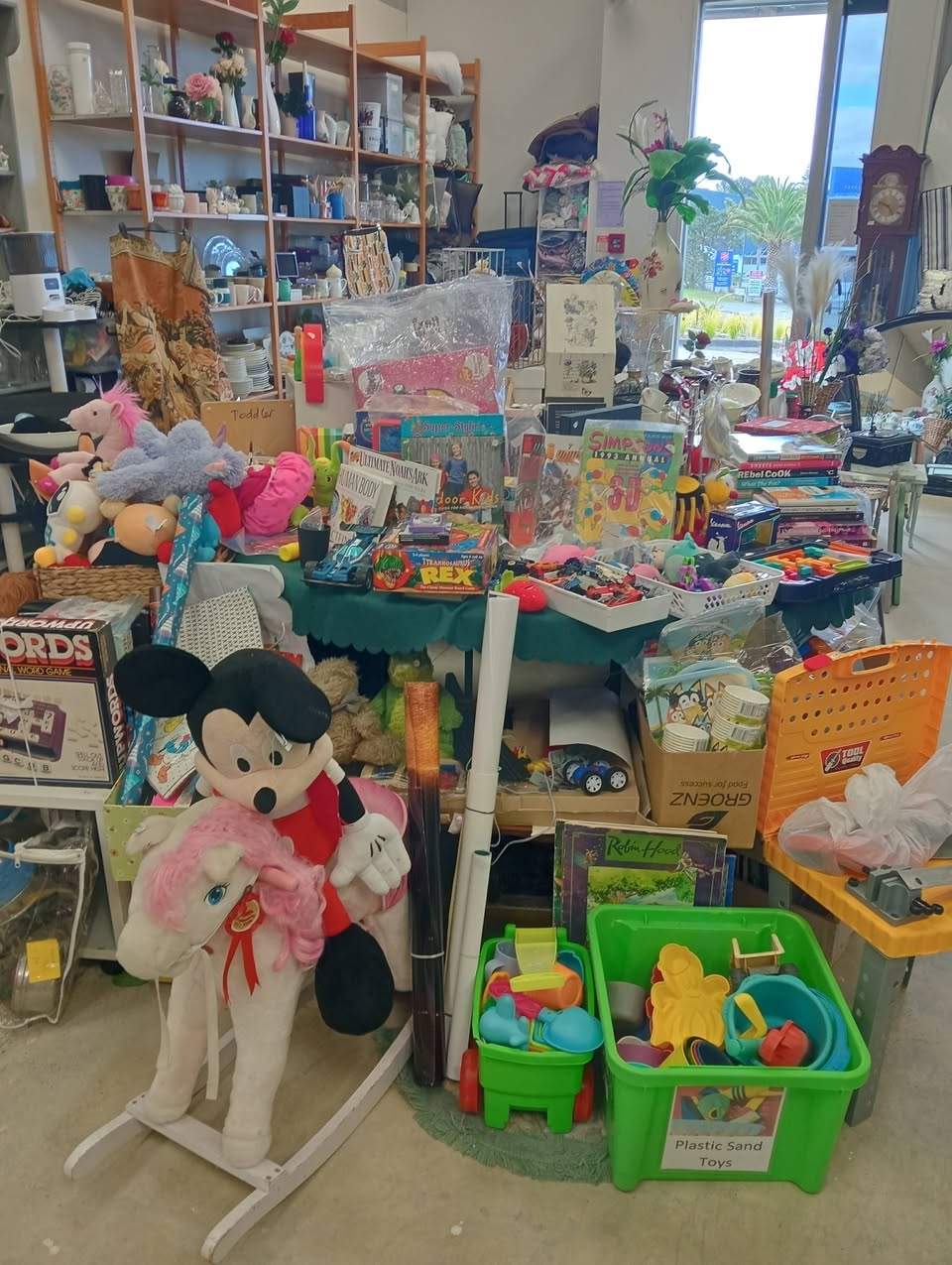 Something for everyone at Thrifted Treasures  in Karepiro Drive Stanmore Bay this week. Check out our decoupage furniture, beautiful dolls, toys & doll houses, vintage cameras, tapes & VHS, plenty of books and of course clothes, shoes and bric a brac at prices how they used to be. Our 3 for $10 clothing  special on all unpriced tops, pants, skirts, active wear and sleepwear is back on and all our unpriced kids clothes are just $1. Our $1 garage sale/ fill a bag outside is still going too.