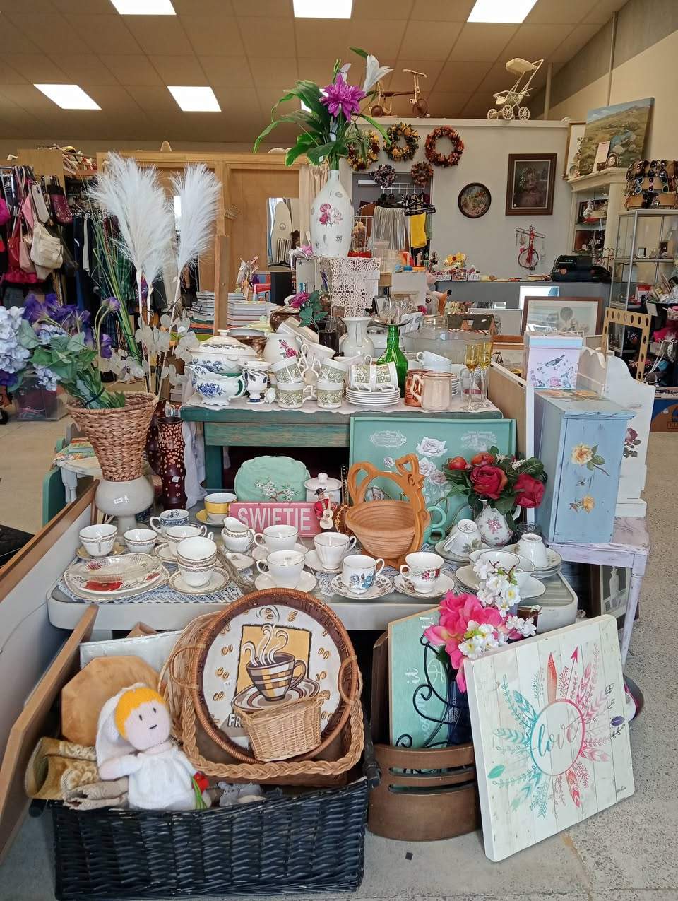Something for everyone at Thrifted Treasures  in Karepiro Drive Stanmore Bay this week. Check out our decoupage furniture, beautiful dolls, toys & doll houses, vintage cameras, tapes & VHS, plenty of books and of course clothes, shoes and bric a brac at prices how they used to be. Our 3 for $10 clothing  special on all unpriced tops, pants, skirts, active wear and sleepwear is back on and all our unpriced kids clothes are just $1. Our $1 garage sale/ fill a bag outside is still going too.