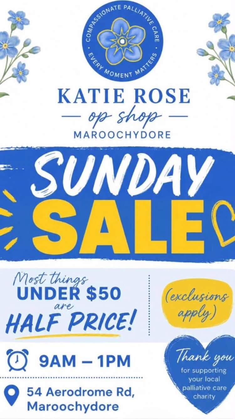 This Sunday 27th 9am-1pm.
End of month SALE