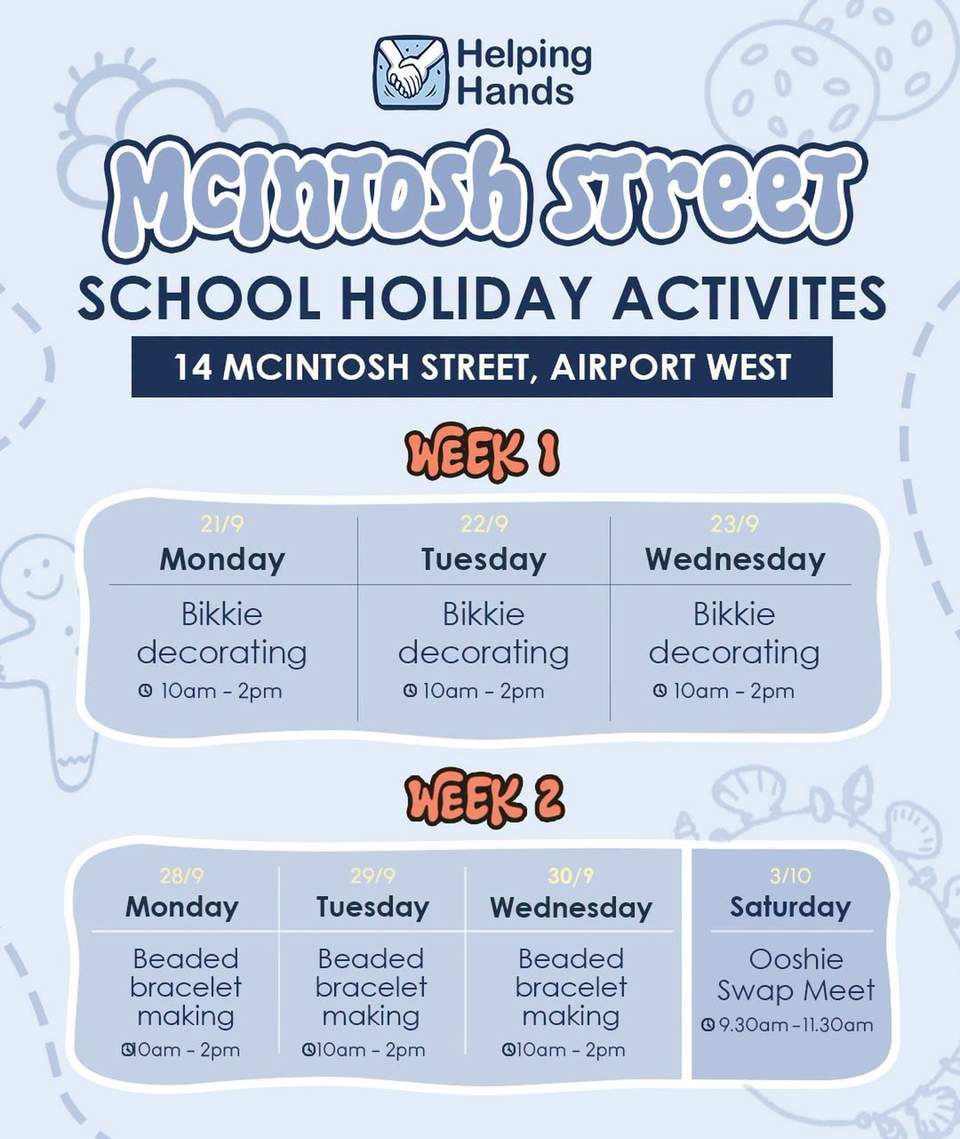 It’s school holidays! And we have lots of fun lined up at our McIntosh Street op shop