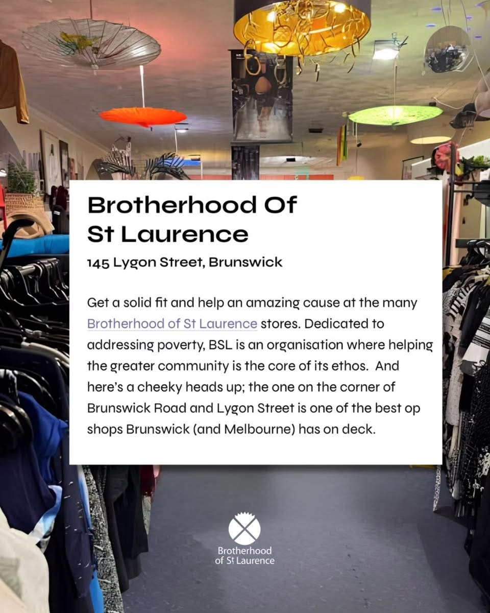 We’ve been named one of 𝐌𝐞𝐥𝐛𝐨𝐮𝐫𝐧𝐞’𝐬 𝐛𝐞𝐬𝐭 𝐎𝐩 𝐒𝐡𝐨𝐩𝐬! 🎉💛 (via Urban List Melbourne) Urban List has included BSL Brunswick in its list of the best op shops in Melbourne, and we’re pretty excited about it! 👏 From clothing and accessories to furniture and collectables, there’s always something new to discover. ♻️✨ Even better, every purchase helps raise funds to support Brotherhood of St. Laurence’s work towards an Australia free of poverty. 📍 145 Lygon St, Brunswick East Come in and see what all the fuss is about! 👀💛 #BSLOpShops #BrotherhoodofStLaurence #Brunswick #MelbourneOpShops