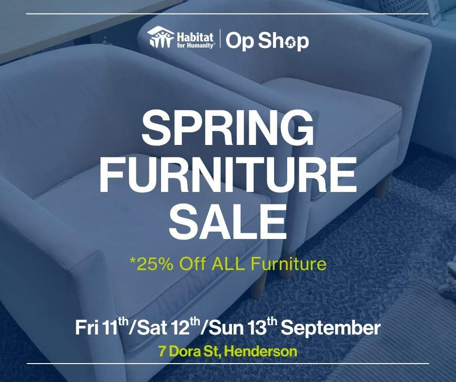 ✨ 3 Day Furniture SALE coming up soon at Henderson ReStore this Friday, Saturday & Sunday ✨

🟢 25% off ALL furniture! 🎉

📍 7 Dora Street, Henderson
⏰ Friday 11th, Saturday 12th, and Sunday 13th September ✨