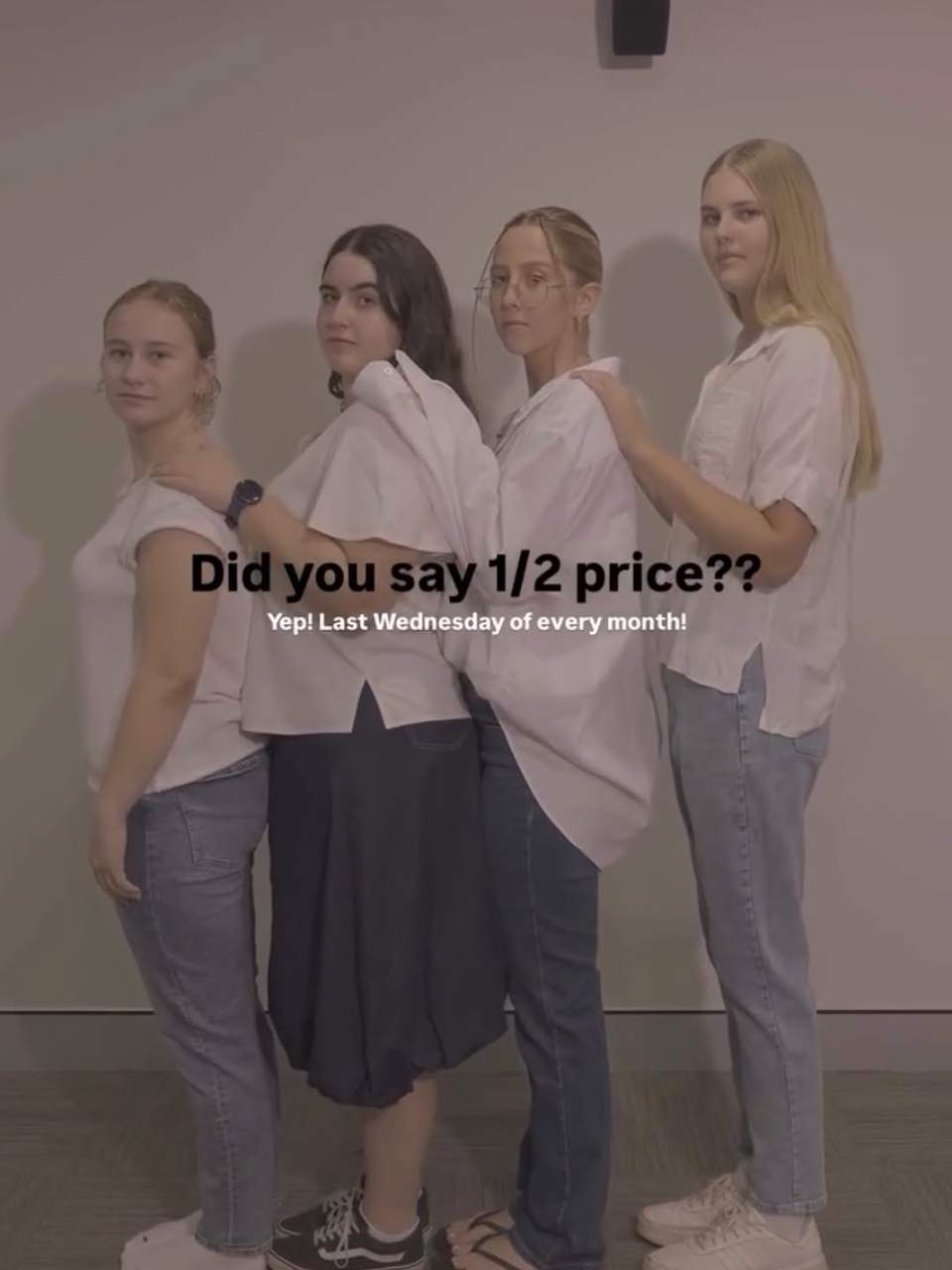 1/2 price day next Wednesday !! Whoop whoop!!