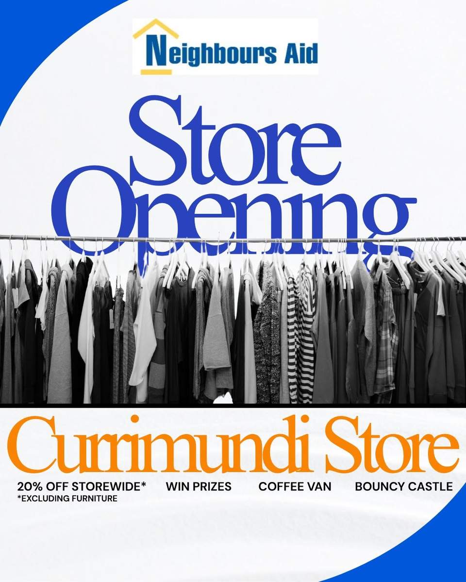 Grand Opening Day is Here! Looking for a fun, family-friendly day out? We’ve got you covered. Come and celebrate the opening of our new store and enjoy everything we have planned! ⭐ 20% OFF STOREWIDE (excluding furniture) – Perfect time to grab a bargain 🎁 Win prizes 🎈 Kids bouncy castle for hours of fun - Music onsite from 8am till 11am - Coffee van until 12pm Be among the first to explore our new store! Whether you’re hunting for great deals, entertaining the kids, enjoying lunch with us or simply curious to see what’s new, there’s something for everyone. Come along, meet the team, support your local community and help us celebrate this exciting new chapter! #VolunteerWithUs #OpShopFinds #preloved #sunshinecoastopshop #currimundiopshop #currimundi #GrandOpening #sushinecoastevents #SunshineCoast #Currimundi #CommunityCelebration