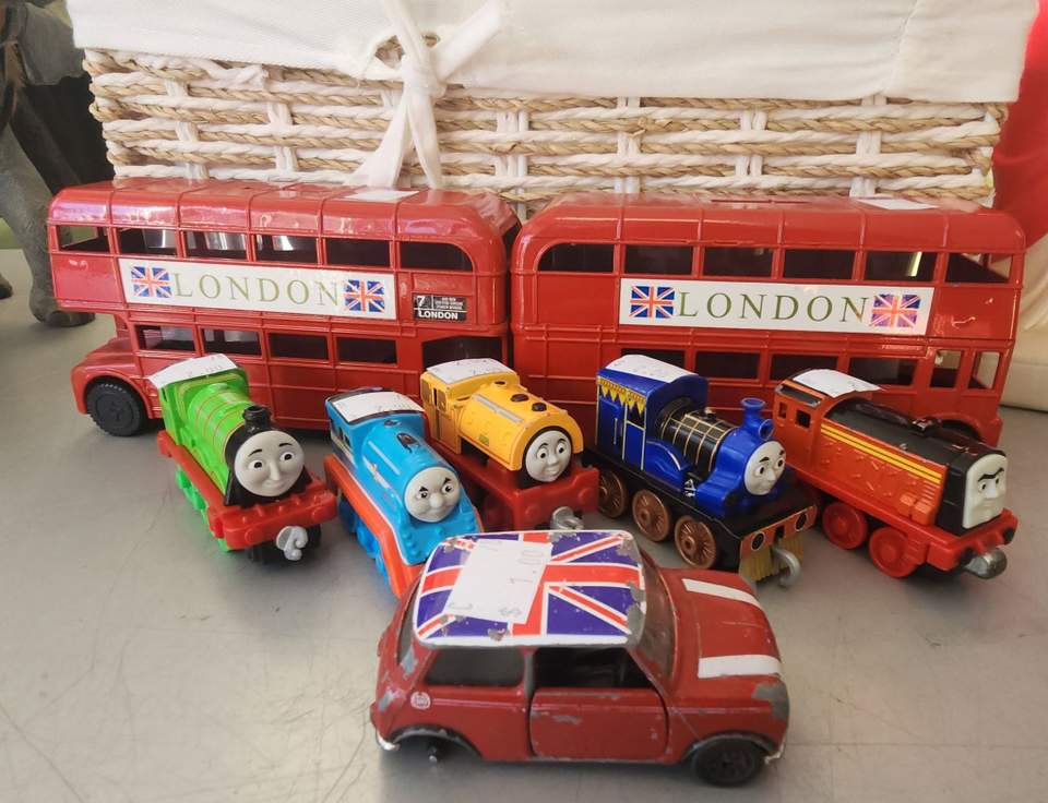 Toy trains, London double-decker buses and other one-off finds were on show at Vinnies Onehunga, with more furniture, clothing and homewares promoted for Monday.