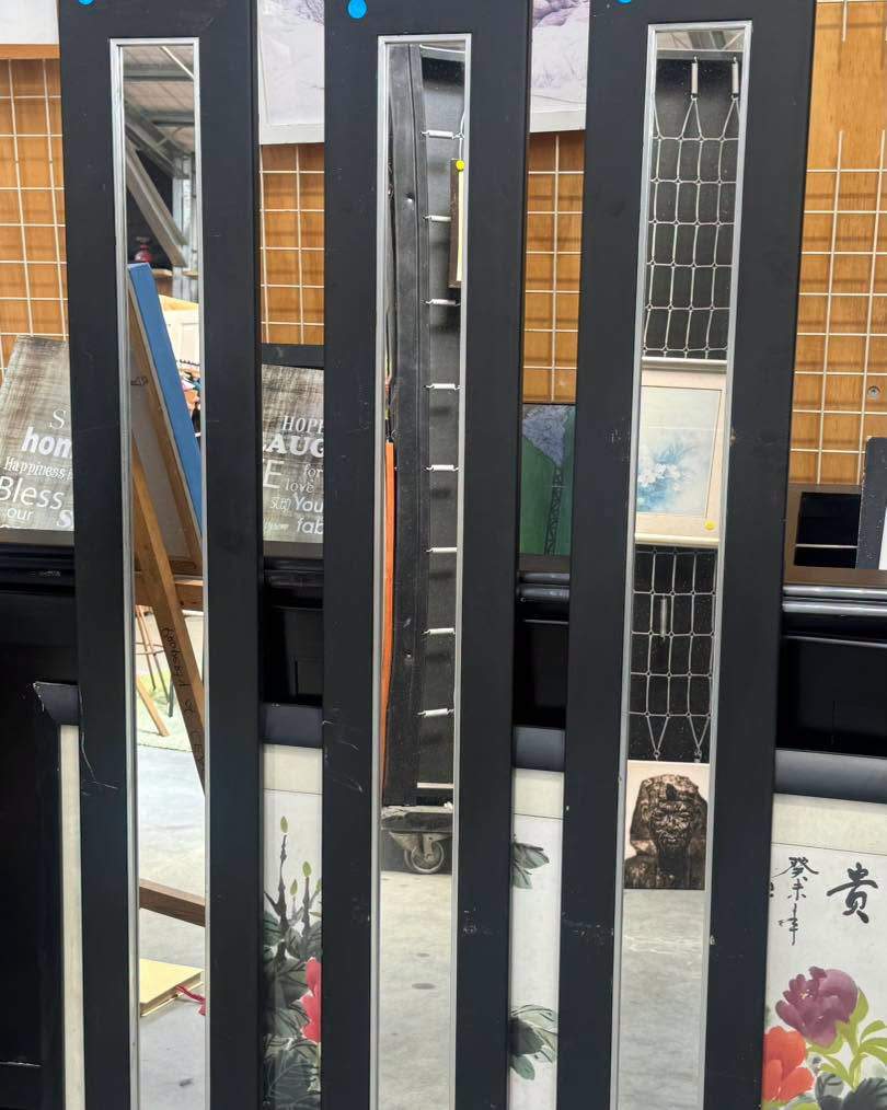 A customer came in today and couldn’t believe what he found…
More than a decade ago, three mirrors he treasured were stolen from the courtyard while he was moving out of a flat in Wellington.
Today, he spotted those very same mirrors at Tipping Point—in Auckland!
At first, he thought, “They can’t be mine—they must have been mass-produced.” But after checking the back, he found the distinctive long black mark he remembered.
They really were his mirrors.
We offered them back to him, but he decided to let someone else have them so their journey could continue.
From Wellington to Auckland, these mirrors have certainly had a journey—and now they’re heading to a new home and another chapter.
Every reused item has a story—and sometimes that story finds its way home.