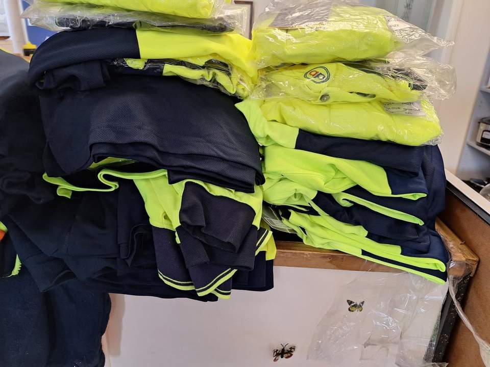 We have a large selection of work wear from a generous donation. Brand new 112cm work pants and 2XL  Hi Vis shirts and tops.
Bib and Brace overalls and Combo overalls.