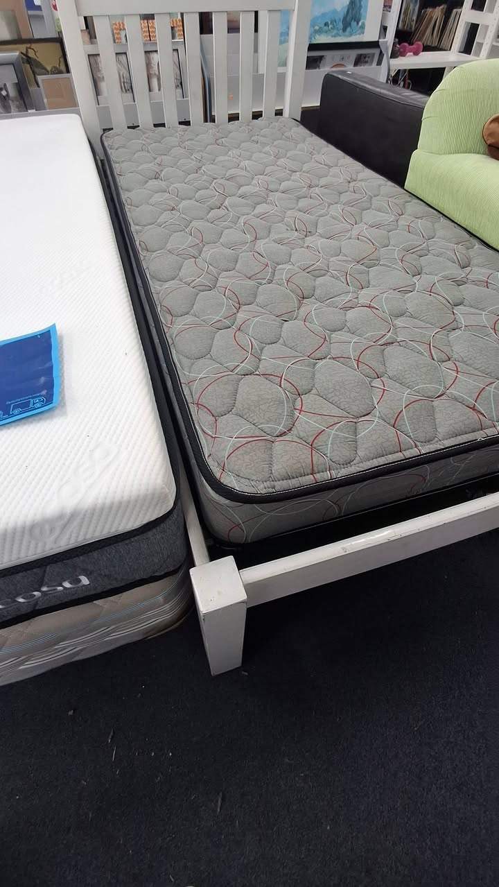 Fresh clothing and furniture are in store, including a new king Milford bed for $650 with local delivery, Ecosa mattresses at $250 single and $300 king, and a dining table with six chairs for $280.