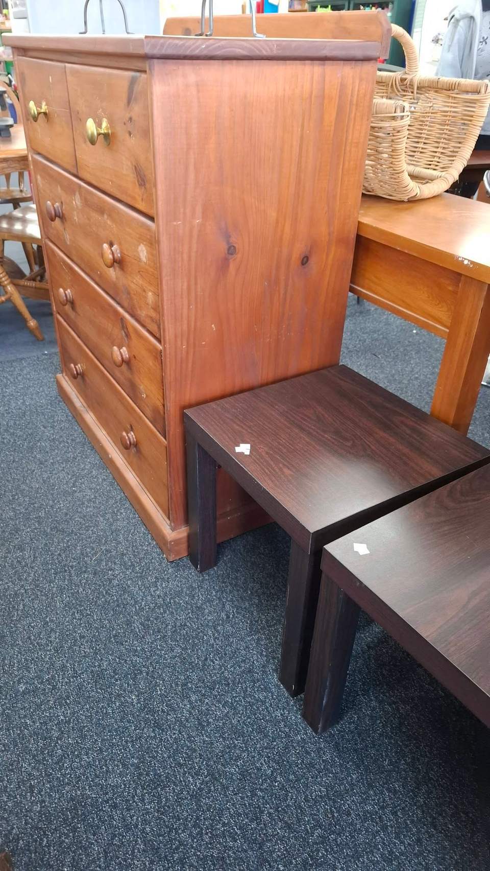 Fresh clothing and furniture are in store, including a new king Milford bed for $650 with local delivery, Ecosa mattresses at $250 single and $300 king, and a dining table with six chairs for $280.
