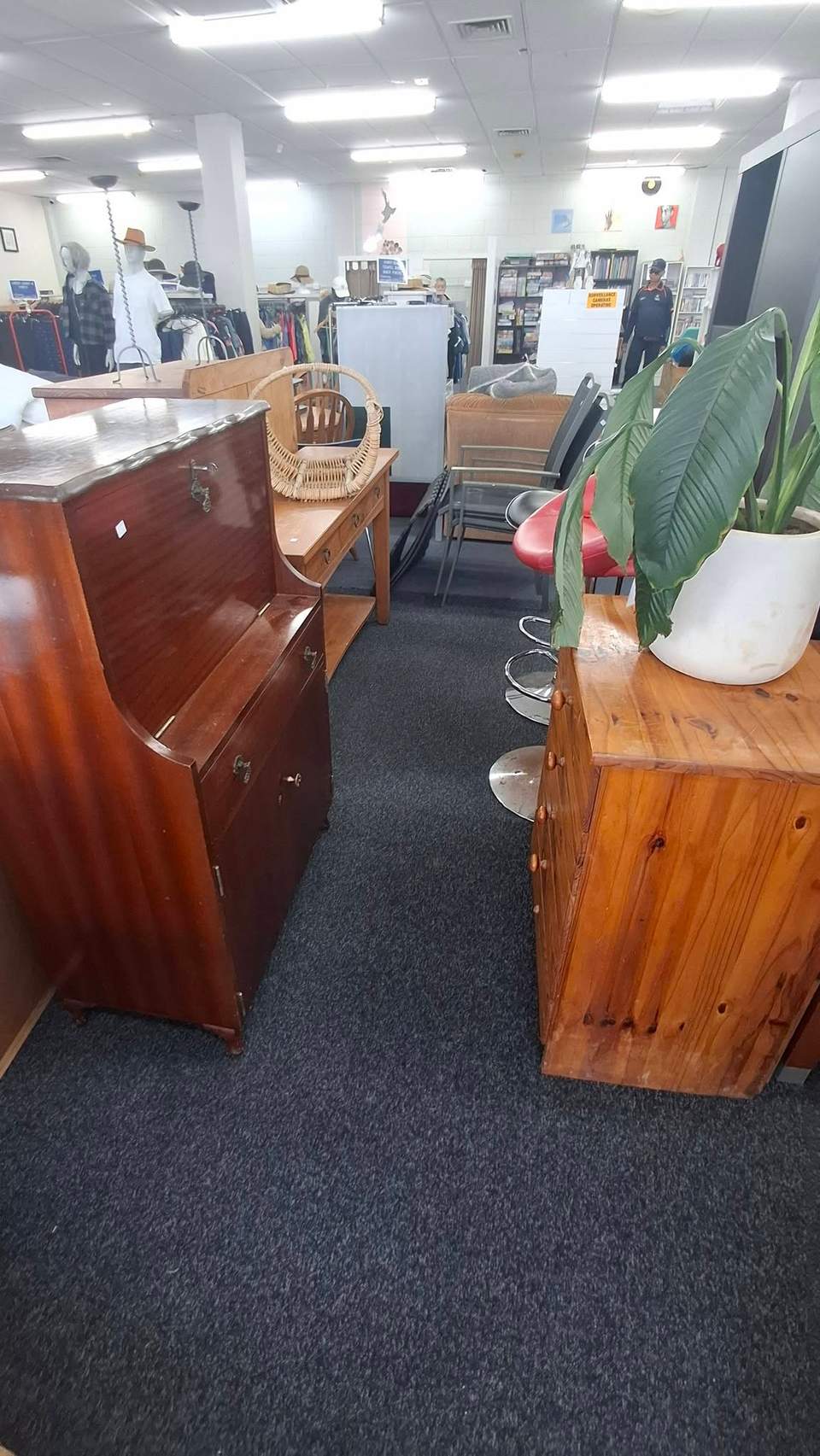 Fresh clothing and furniture are in store, including a new king Milford bed for $650 with local delivery, Ecosa mattresses at $250 single and $300 king, and a dining table with six chairs for $280.