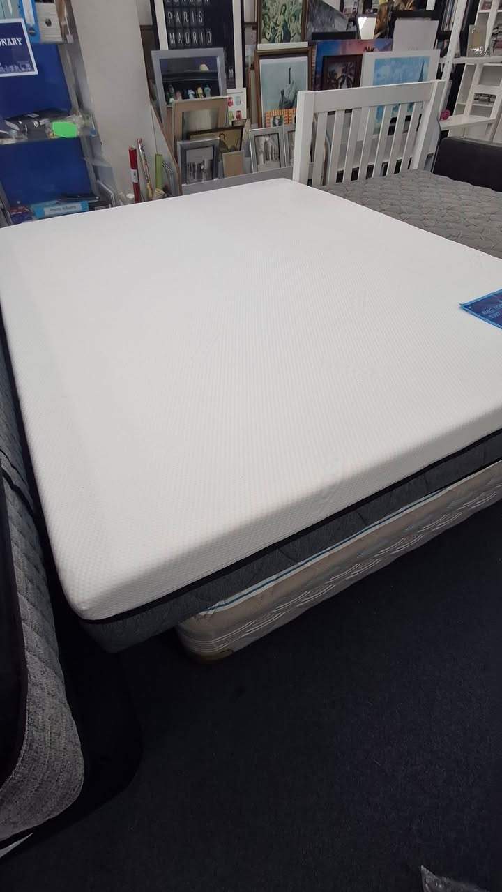 Fresh clothing and furniture are in store, including a new king Milford bed for $650 with local delivery, Ecosa mattresses at $250 single and $300 king, and a dining table with six chairs for $280.