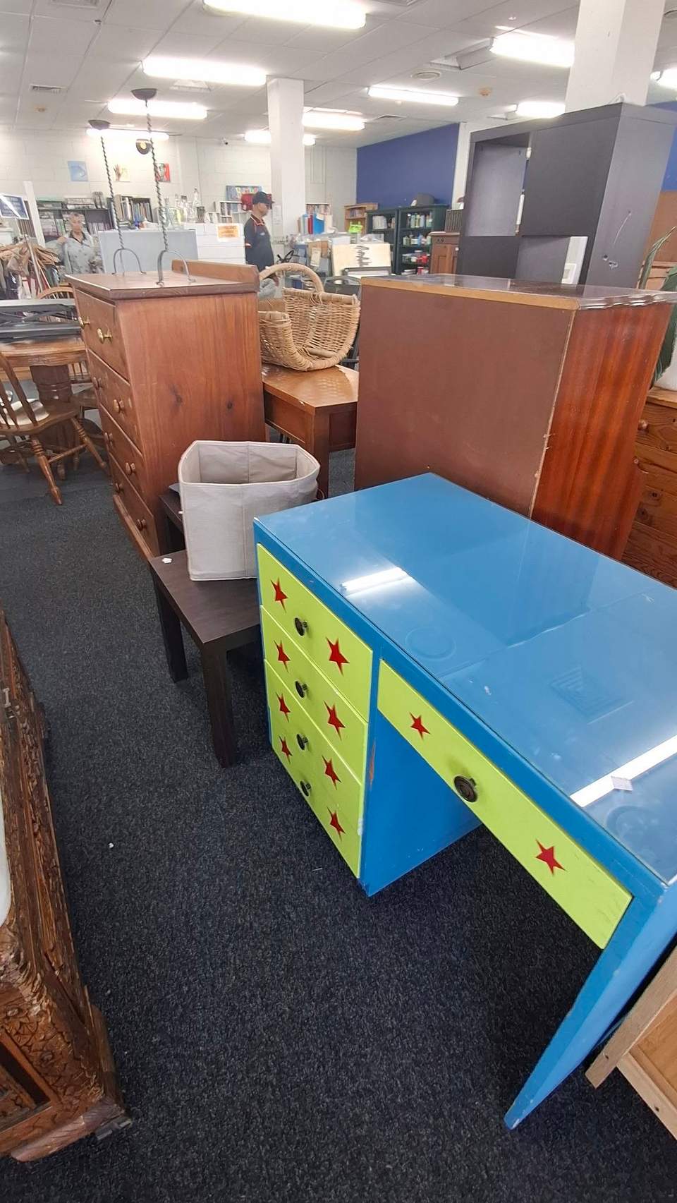 Fresh clothing and furniture are in store, including a new king Milford bed for $650 with local delivery, Ecosa mattresses at $250 single and $300 king, and a dining table with six chairs for $280.