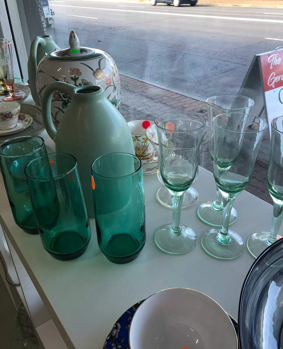 Pretty green window display Red Geranium is at 486 Goodwood rd Cumberland Park SA